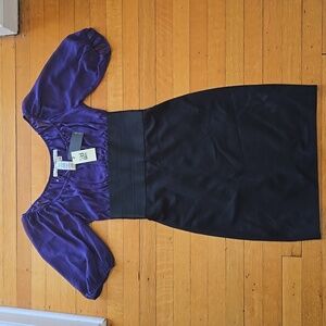 NWT, Max Studio, Off The Shoulder Mini Dress, Purple & Black, Women's XS